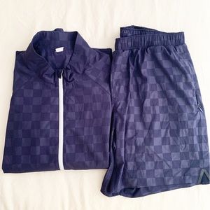 Set Rhone Blue Checkered Swift Academy Jacket Shorts Performance Size Mens L
